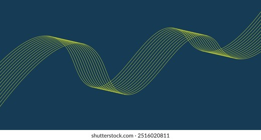 Dim Green Blue background Green wave lines Flowing waves Abstract digital equalizer sound wave Flow Line Vector illustration