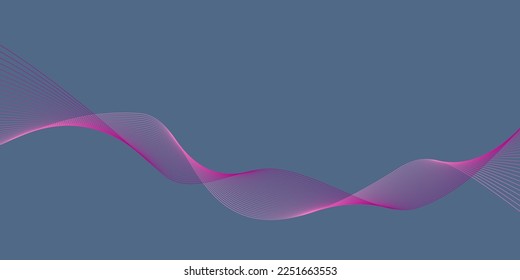 Dim Grey background Pink wave lines Flowing waves Abstract digital equalizer sound wave. Flow. Line Vector illustration for tech futuristic innovation concept Purple background Graphic design Curve