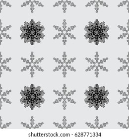 Dim on gray background. Seamless medieval floral royal pattern. Vector illustration. Decorative symmetry arabesque. Good for greeting card for birthday, invitation or banner.