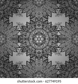 Dim pattern on gray background with dim elements. Traditional orient ornament. Seamless classic vector dim pattern. Classic vintage background.