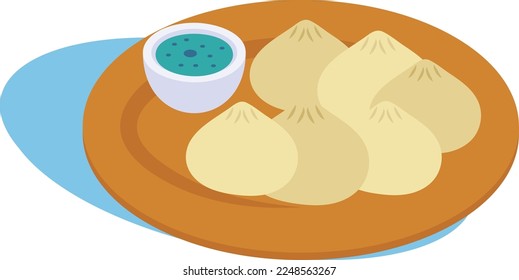 Dim Sim isometrisches Konzept, China Street Food Vector Colour Icon Design, Traditional Chinese Culture Symbol, Mondneujahr des Kaninchen 2023 Schildes, China Travel Guide Stockillustration