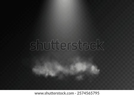 A dim spotlight casts soft beams of light through a hazy, fog-like texture against a dark background, evoking a somber and atmospheric mood, ideal for dramatic or abstract visuals.