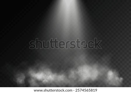 A dim spotlight casts soft beams of light through a hazy, fog-like texture against a dark background, evoking a somber and atmospheric mood, ideal for dramatic or abstract visuals.