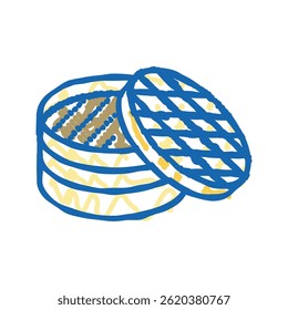 dim sum cesta cozinha chinesa ícone doodle esboço vetor. dim sum cesta cozinha chinesa sinal. símbolo isolado ilustração