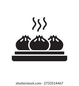 dim sum black glyph icon. Vector isolated element. Editable stroke.