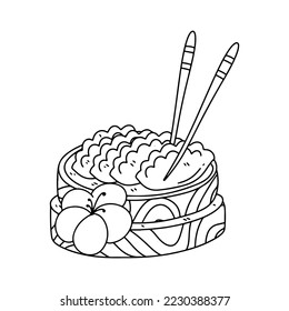 Dim Sum Frühstück im handgezeichneten Doodle-Stil. asiatisches Lebensmittelelement einzeln auf weißem Hintergrund.