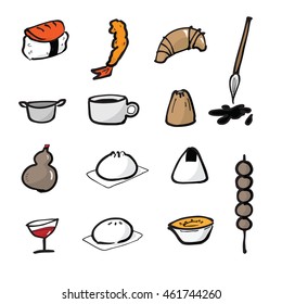Dim Sum Chinese food icons set