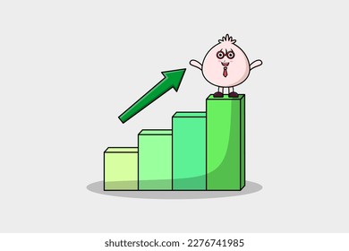 Dim sum cute businessman mascot character with a deflation chart cartoon style design