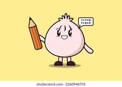 Dim sum cute cartoon clever student with pencil style design in flat modern style design
