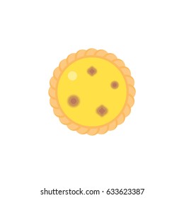 Dim sum dessert, egg tart in top view, flat design icon