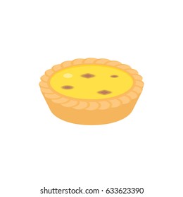 Dim sum dessert, egg tart in cantonese style, flat design icon