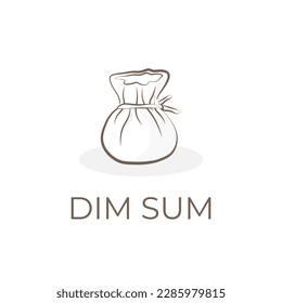 Dim Sum Dumpling Money Bag Simple Line Art Illustration Logo