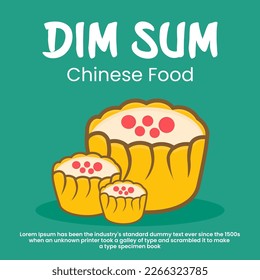 Dim sum dumplings flyer template for chinese cuisine restaurant with copy scape