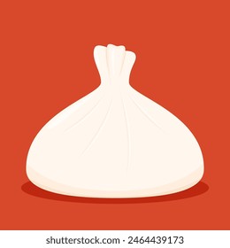 Dim sum food sets. Steamed dumplings banner template isolated on red. Asian traditional cuisine. Vector illustration in cartoon flat style. Chinese food.