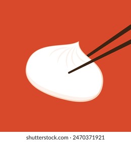 Dim sum food sets. Steamed dumplings banner template isolated on red. Asian traditional cuisine. Vector illustration in cartoon flat style. Chinese food.