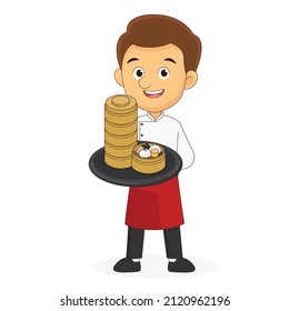 Dim sum illustration of chinese food, asian food dim sum in steamer