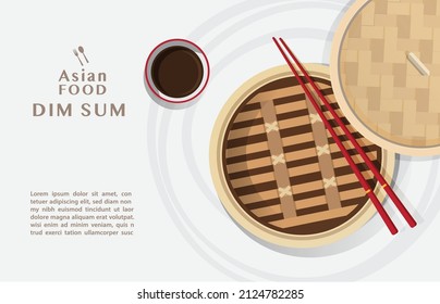 Dim sum menu set Asian food, Chinese Food, Vektorgrafik	