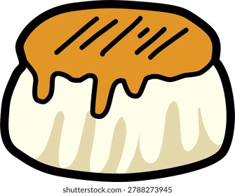 Dim Sum. Shumai Dumpling. Hand Drawn Outline Illustration. 