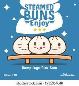 dim sum steamed buns food poster