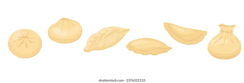  Dim Sum . Traditional Chinese dumplings. Kawaii asian food. Vector stock illustration. dumplings. isolated on white. Asian traditional cuisine. 