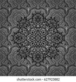 Dim Wallpaper on texture background. Damask seamless repeating background. Dim element on gray background. Dim floral ornament in baroque style.