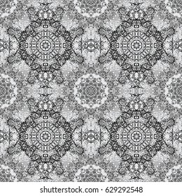 Dim Wallpaper on texture background. Dim element on gray background. Damask seamless repeating background. Dim floral ornament in baroque style.