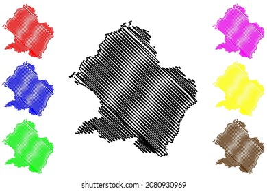 Dima Hasao district (Assam State, Republic of India) map vector illustration, scribble sketch North Cachar Hills map