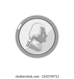 Dime. Silver Or Nickel Coin. Icon, Logo For Website About Business, Earnings, Taxes. Vector Flat Illustration, Cartoon Style.