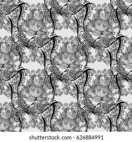 Dimen pattern on gray background with dim elements. Seamless dim pattern. Vector oriental ornament.