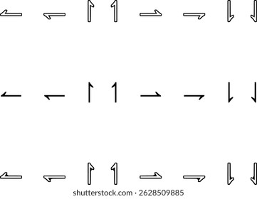 Flechas de cotas utilizadas en dibujos técnicos para mostrar la longitud, el ancho y la altura con indicadores direccionales de estilo de dibujo