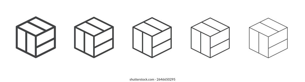 Dimension box icon flat simple outline logo
