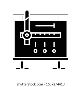 Icono negro de escritorio de dimensiones, ilustración conceptual, símbolo plano vectorial, signo de glifo.