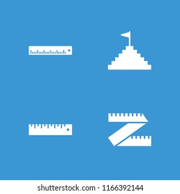Dimension icon. collection of 4 dimension filled icons such as ruler, pyramid flag. editable dimension icons for web and mobile.