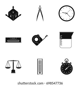 Dimension icon set. Simple style set of 9 dimension vector icons for web isolated on white background