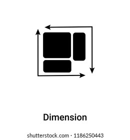 Dimension icon vector isolated on white background, logo concept of Dimension sign on transparent background, filled black symbol
