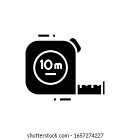 Icono negro de herramientas de dimensión, ilustración conceptual, símbolo plano vectorial, signo de glifo.