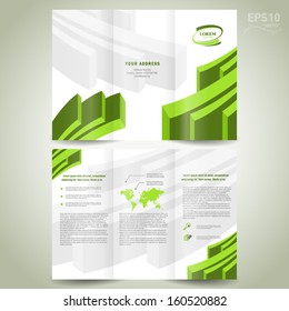  dimensional 3d line brochure design template folder leaflet green element white background