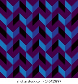 Dimensional 45 degree rhombus maze pattern in light blue, black on Purple background