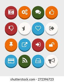 Dimensional bright icons set. Flat-style design