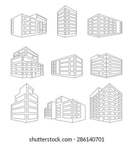 Dimensional building as a design web icons - Linesymbol