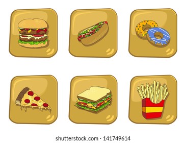 dimensional cartoon button fast food