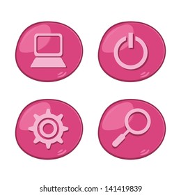 dimensional cartoon button set pink