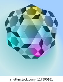 dimensional crystal shape blue card vector template