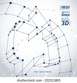 Dimensional elegant mesh loop sign, technical renew symbol, vector eps 8 object.