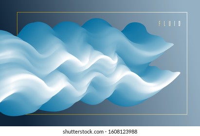 Dimensional gradient shape element for design, abstract colorful fluid vector background, flowing 3D wave, color dynamic motion layout.