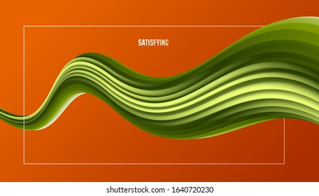 Dimensional gradient shape element for design, abstract colorful fluid vector background, flowing 3D wave, color dynamic motion layout.