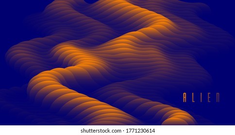 Dimensional gradient shape element for design, abstract colorful fluid vector background, flowing 3D wave, color dynamic motion layout.