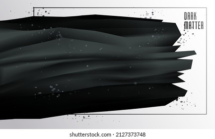 Dimensional gradient shape element for design, abstract dark matter fluid vector background, black flowing 3D wave, color dynamic motion layout.