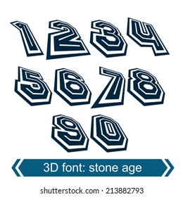 Dimensional move numbers, vector line retro style geometric font.