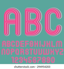 Dimensional pink letters and numbers.